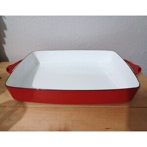 VTG DANSK Kobenstyle Red & White Enamel 13” x 10" Baking Dish Lasagna France